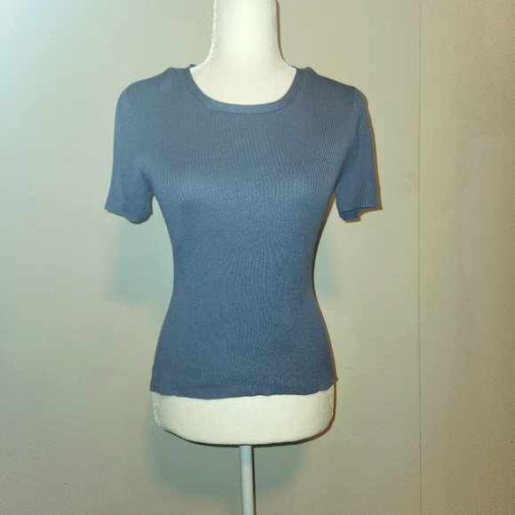 Banana Republic Sweaters - Vintage Silk Banana Republic Light Blue Grey Short Sleeve Sweater Small